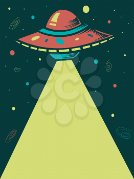 Illustration of a Spaceship Shooting a Laser Beam