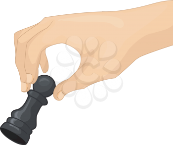 Cropped Illustration of a Person Holding a Chess Pawn