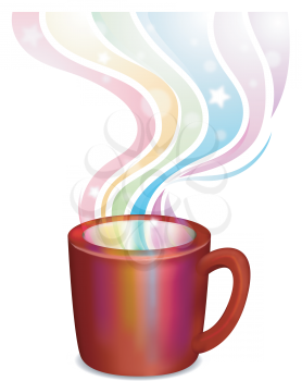 Illustration of a Cup with Rainbow Steam Coming from It - eps10