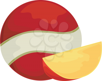 Illustration of a Ball of Edam Cheese with a Slice Sitting Beside It