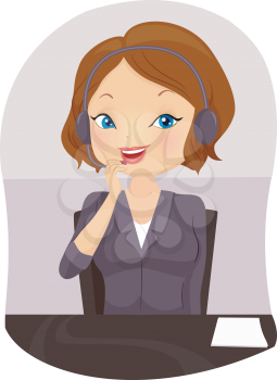 Illustration of a Front Desk Officer Handling a Call