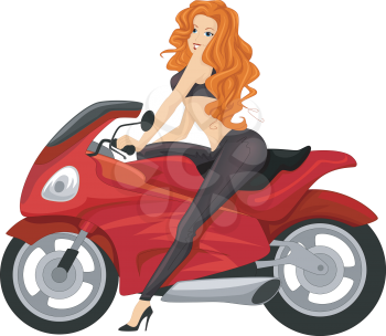 Illustration of a Sexy Girl Riding a Bike in a Bike Show