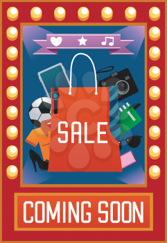 Illustration of a Colorful Poster Announcing an Upcoming Sale