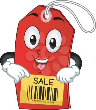 Mascot Illustration of a Red Tag with the Word Sale Written on it