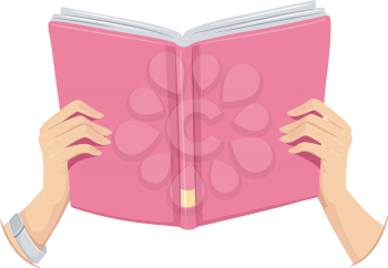 Cropped Illustration of a Girl Holding an Open Book