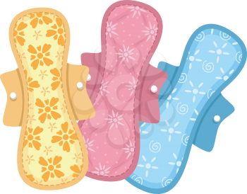 Illustration of Colorful Sanitary Pads Made of Cloth