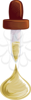 Illustration of a Drop of Syrup Dripping from a Medicine Dropper