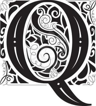 Illustration of a Vintage Monogram Featuring the Letter Q