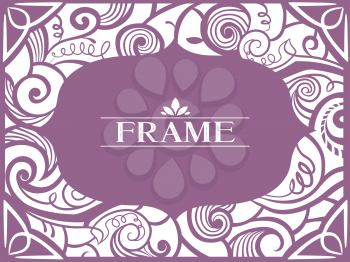 Frame Illustration of a Purple Frame Decorated with Swirls