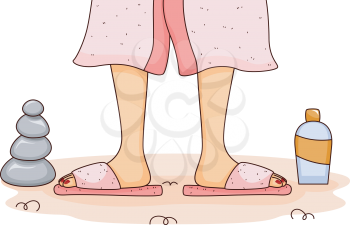 Illustration of a Woman About to Get Her Feet Scrubbed at a Spa