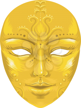 Illustration of a Golden Face Mask with Ornate Decoration