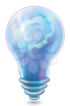 Colorful Illustration of a Light Bulb with a Cogwheel Inside It - eps10