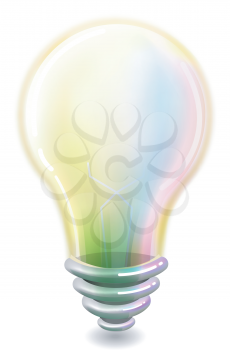 Illustration of a Light Bulb with Colorful Gases Inside - eps10