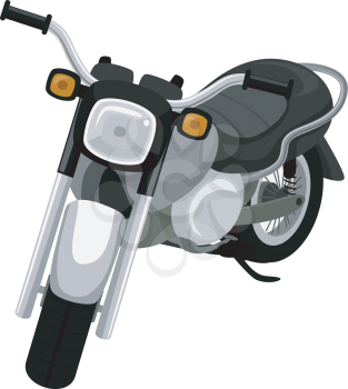 Illustration of a Black Motorcycle Ready for Use