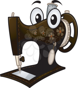 Mascot Illustration of a Vintage Sewing Machine