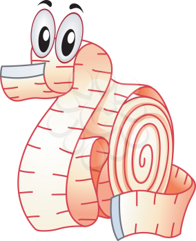 Mascot Illustration of a Measuring Tape Coiled Like a Dragon