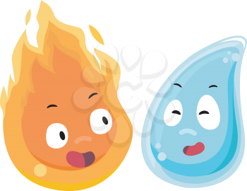 Mascot Illustration of Fire and Water facing each other