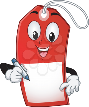 Mascot Illustration of a Sale Tag while writing a discount