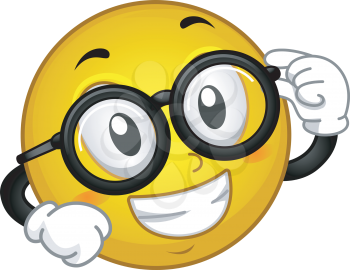 Mascot Illustration of a Smiley showing off his Eye Glasses