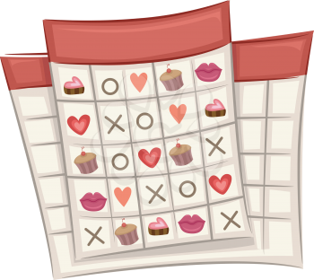 Illustration of Ready to Print Bingo Cards with a Valentine Theme