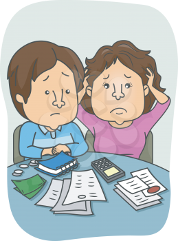 Illustration of a Couple Encountering Financial Problem