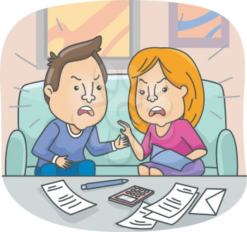Illustration of a Couple Having a Conflict with their Financial Issues