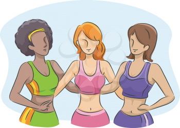 Illustration of Slim Girls Wearing their Workout Outfit