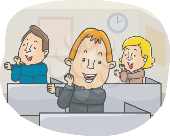 Illustration of a Group of People doing an Office Exercise