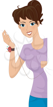 Banner Illustration of a Girl Stitching Up a Piece of Fabric