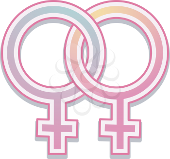 Illustration Featuring Intertwined Female Symbols