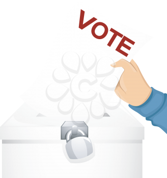 Illustration of a Man Dropping a Ballot in a Secured Ballot Box