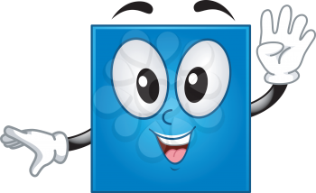 Mascot Illustration of a Square Showing Four Fingers