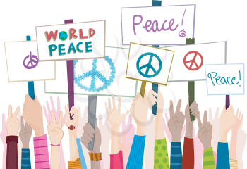 Illustration of People Rallying for Peace
