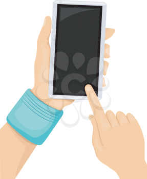 Illustration of a Teen Using His Mobile Phone