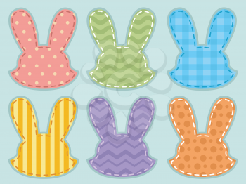 Illustration Featuring Colorful Bunny Shaped Cloth Scrap