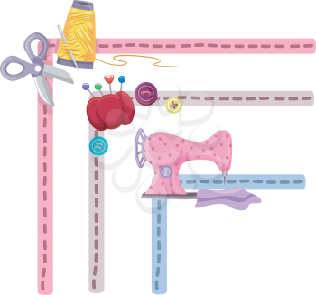 Border Illustration Featuring Sewing Elements