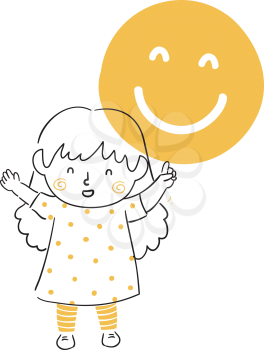 Illustration of a Kid Girl Doodle Pointing to a Smiley