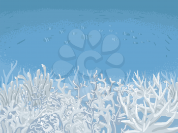 Illustration of Corals Turned White Under the Seas. Coral Bleaching