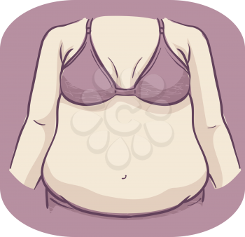 Illustration of a Girl Showing an Increase in Abdominal Fat