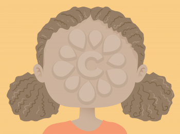 Illustration of an African American Kid Girl with Black Face