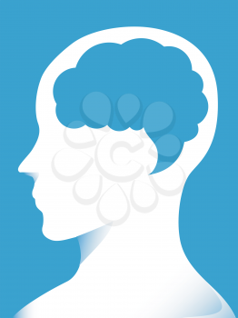 Illustration of a Man Showing a Brain Shaped as a Speech Bubble