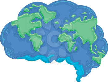 Illustration of the Earth Shaped as a Brain