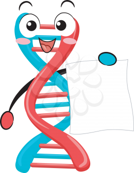 Illustration of a DNA Mascot Holding a Blank Paper Test Result