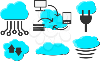 Royalty Free Clipart Image of Clouds and Technology