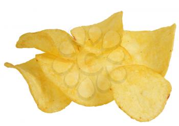 A few slices of potato chips on a white background, isolated