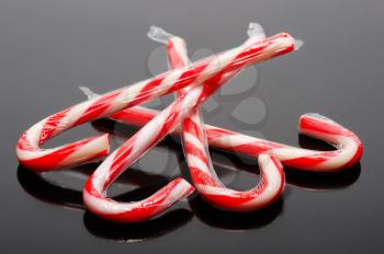 Royalty Free Photo of Candy Canes on Black