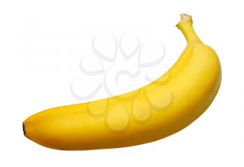 one yellow banana on a white background, isolated.