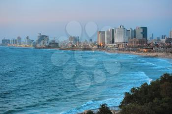 Royalty Free Photo of a Sea Coast and a City