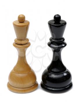 Wooden chess pieces light and dark colors