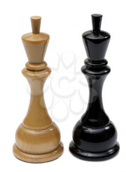 Wooden chess pieces light and dark colors